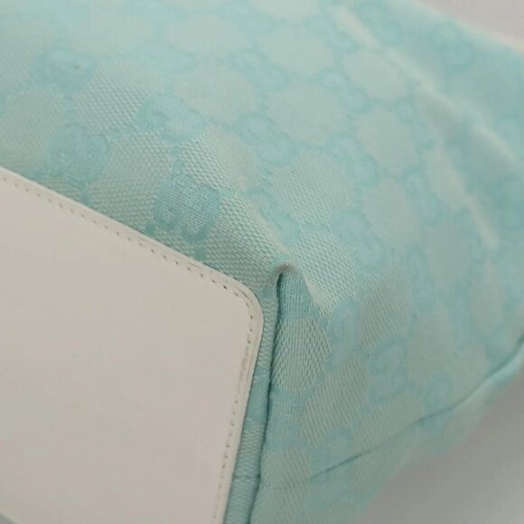 GUCCI GG Canvas Tote Bag Light Blue Gold 002 1099 Auth BA1517 - Picture 3 of 16